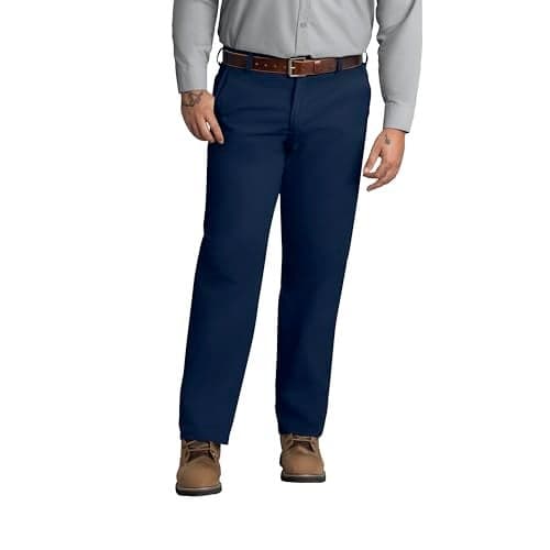 Red Kap Men's Stain Resistant, Flat Front Work Pants, Navy, 33W x 32L