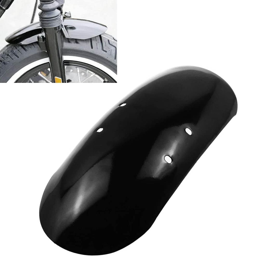 NATGIC Gloss Black Motorcycle Metal Iron Short 13 58 Front Fender Mudguard for Harley Davidson FortyEight XL1200X 20102017 Pack of 1