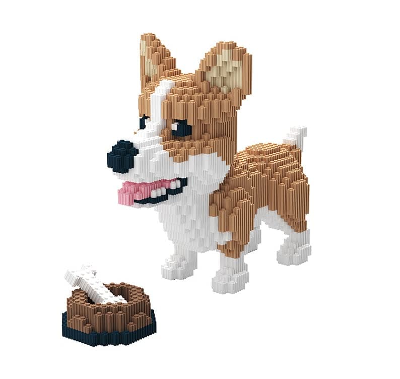 BDYDT Animal Corgi Dog and Food Micro Building Blocks Set 1860 Pieces Gift for Adults and Kids Ages 14 Years and Up