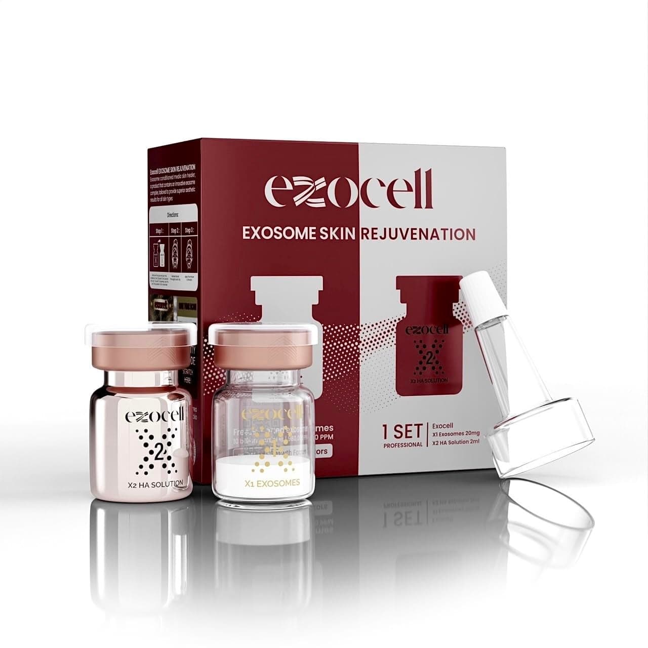 EXOCELL Exosomes for Skin Rejuvenation and AntiAging 10 Billion Particles 980K PPM Korean Beauty Formula X1 Exosomes X2 HA Solution
