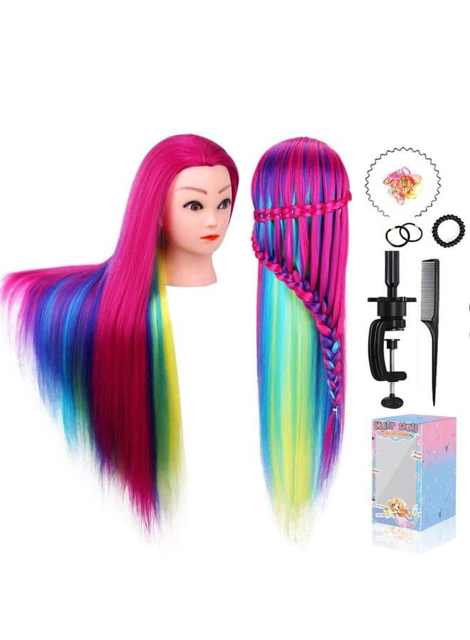 Mannequin Head with Hair, 29" Hair Mannequin, Cosmetology Mannequin Manikin Head, Doll Head for Hair Styling to Practice on, Hairdressing Training Braiding Heads with Clamp Stand Holder