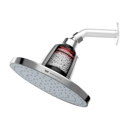 WaterScience CLEO Rain Shower Filter for Hard Water | 8" Shower Head without Shower Arm| Water Softener for Bathroom