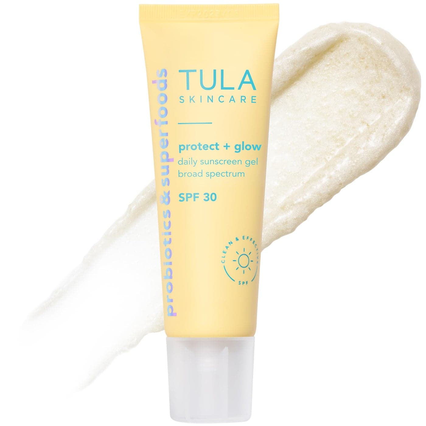 TULA Skin Care Protect Glow Daily Sunscreen Gel Broad Spectrum SPF 30 SkincareFirst NonGreasy NonComedogenic and ReefSafe with Pollution and Blue Light Protection Regular 17 fl oz