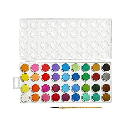 KINGART W/Brush, Set of 36 Watercolor Paint Set, Assorted 36 Piece