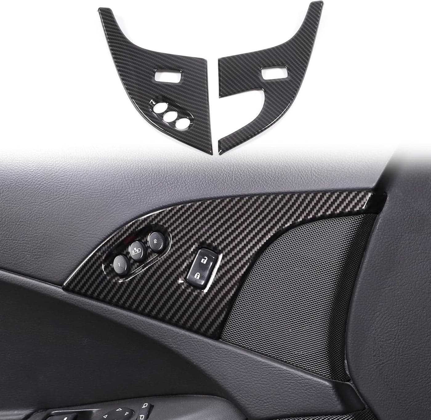 Moittellc Door Lock Switch Button Cover Trim for Chevy Corvette C6 2005-2013 - Carbon Fiber Pattern
