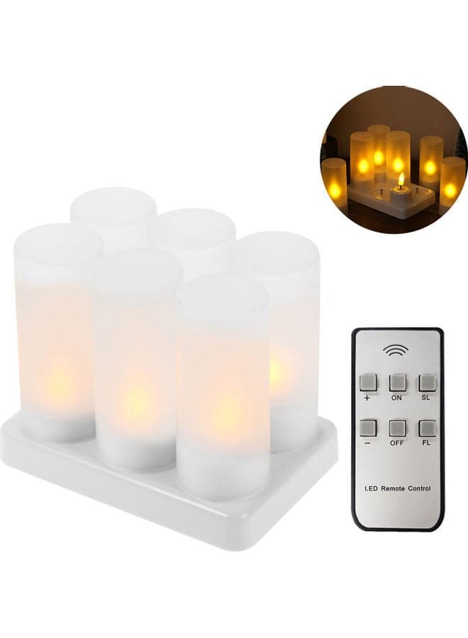 6-Piece LED Rechargeable Flameless Candle With Remote Control Yellow
