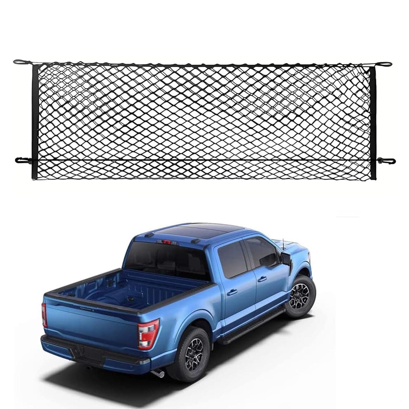 Leezhen Bed Cargo Net Compatible with 20152025 Ford F150 F250 F350 Trucks Black Polypropylene PP Material ABS Hooks