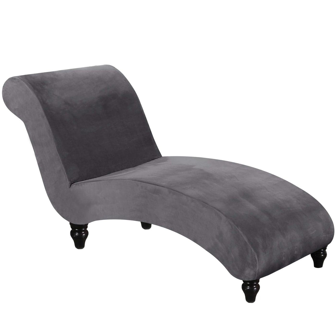 FantasDecor Chaise Lounge Velvet Luxury Covers for Living Room Indoor Stretch Slipcover for Chaise Lounge Ultra Soft Machine Washable Grey