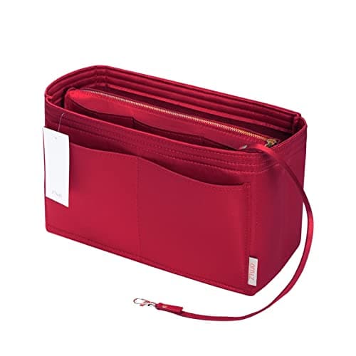 ZTUJO Purse Organizer Insert Felt Bag Organizer with Metal Zipper Handbag Tote Shaper For Speedy Neverfull Tote 7 SizesMedium Ruby