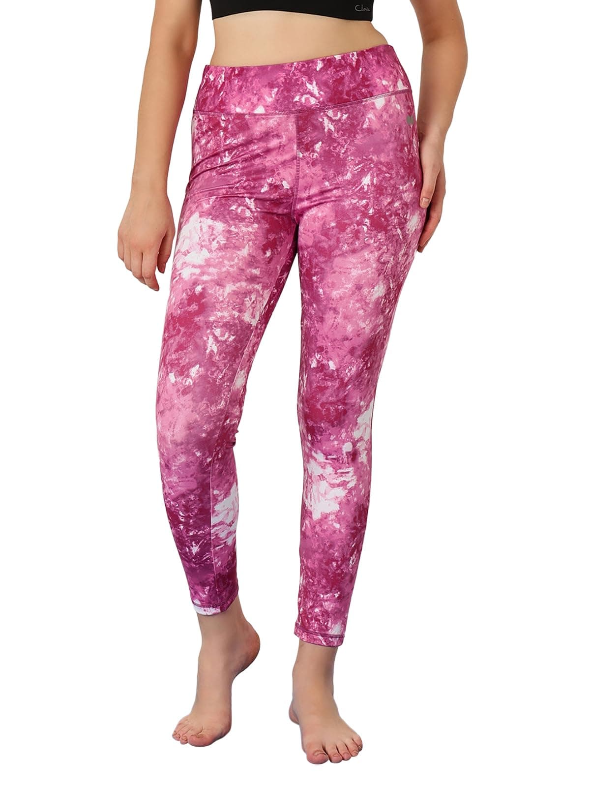 Clovia Track Pants for Women, Track Pants, Gym Track Pants for Women, Women Track Pants, Track Pants for GirlsWomen's Snug Fit Ankle-Length High-Rise Active Tie-Dye Print Tights (AB0042A22_Pink_XL)