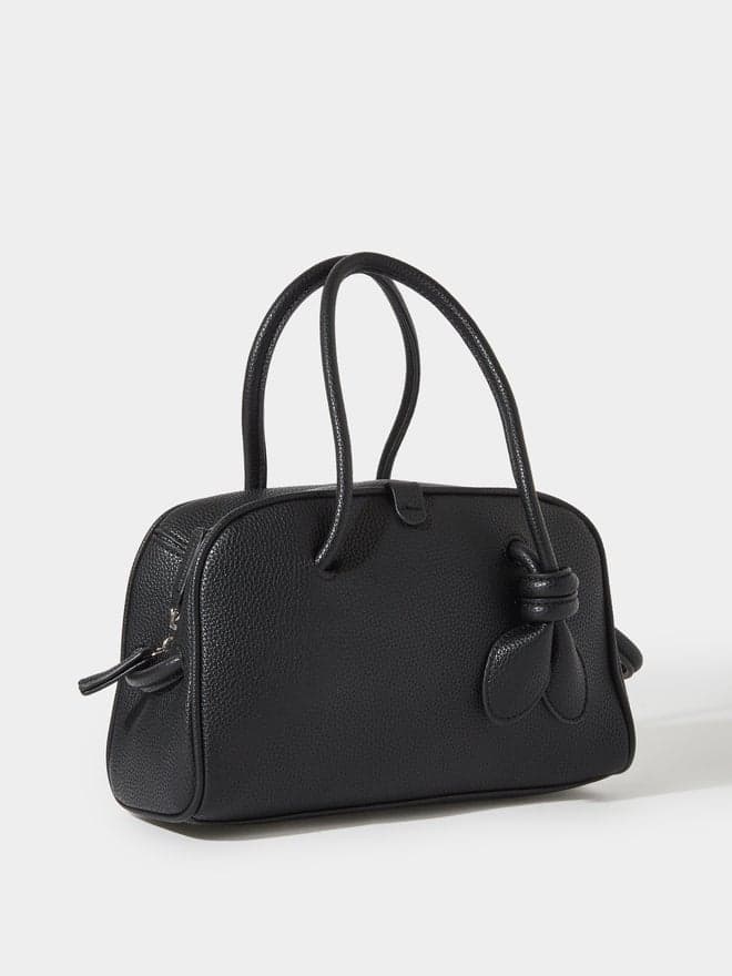 Styli Black Textured Knot Detail Handbag
