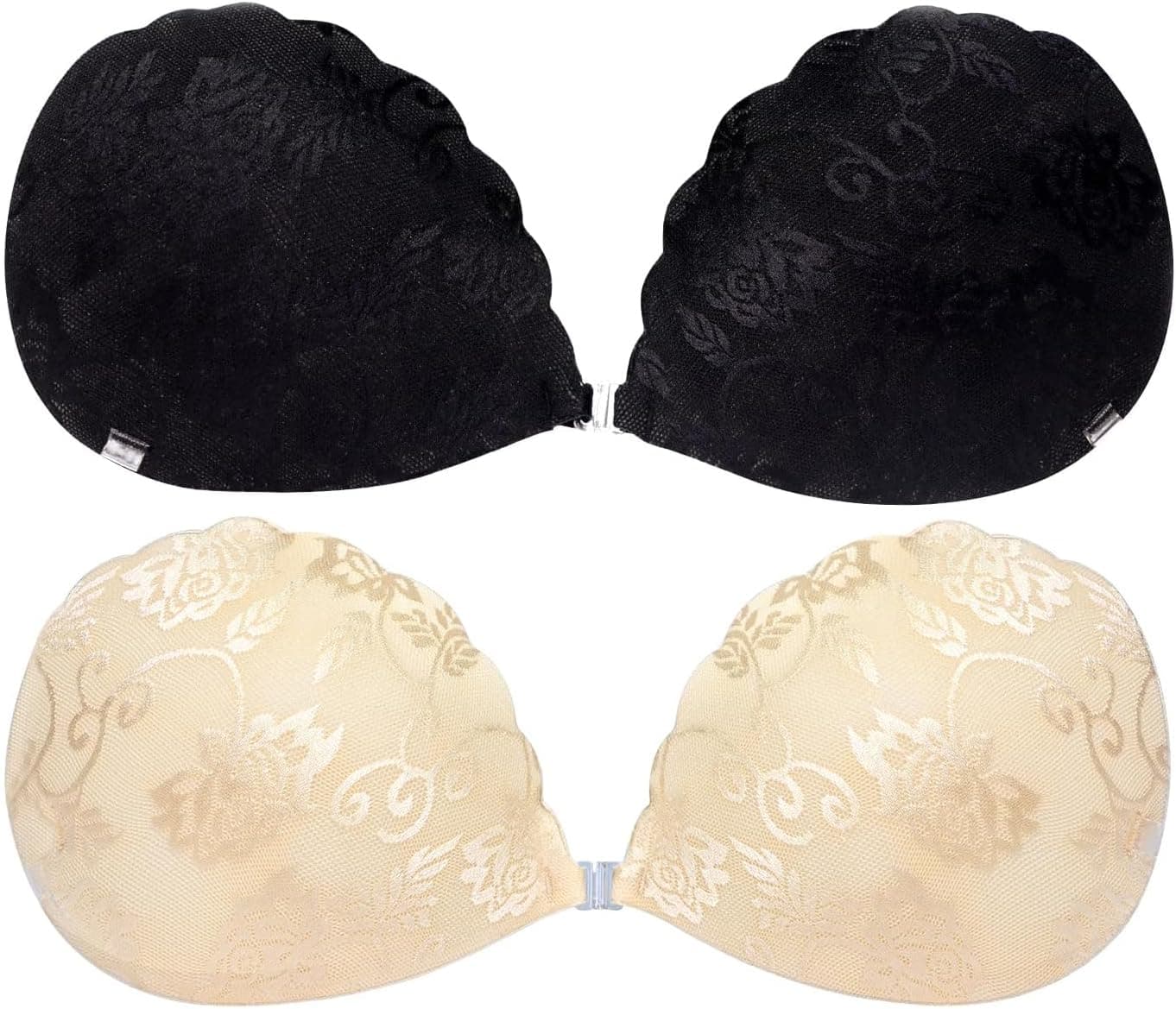 2 Pairs Push Up Sticky Lace Bra for Women, Reusable Bra Backless Strapless Bra Adhesive Bra, Comfortable Invisible Bra for All Backless Clothes Evening Dress, C Cup