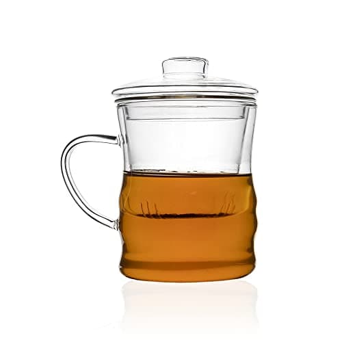 EZ Life Borosilicate Glass Elegant Tea Infuser with Strainer Lid, Tea Kettle, Teapot Kettle Coffee Pot Tea Kettle Cold Water Kettle - Great Gift idea - Induction Safe - Transparent - 350 ml, 1 Piece