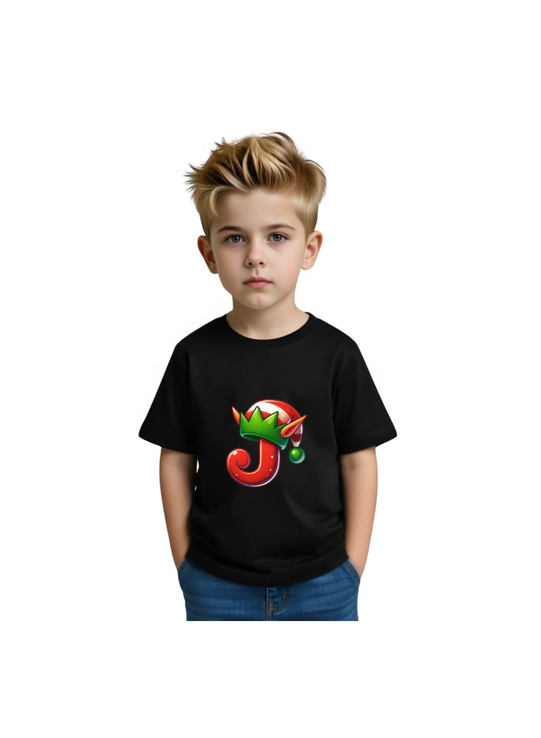 Christmas Alphabet Kids T-Shirt For Boys – Soft Cotton Round Neck Short Sleeve T-Shirt With Alphabet Designs – Great For Christmas Parties T-Shirt