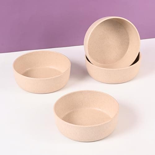 Eha Earth Friendly Verde Bowls for Snacks | 300 ml | Microwave Safe Bowl Set (Reheat) | Curry Bowl Made with Rice Husk Biocomposite| for Hot & Cold Serving Bowl Set | Set of 4 | Sand Castle