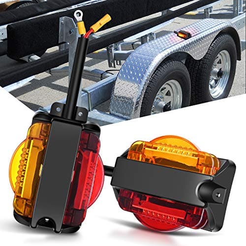 Nilight 2PCS LED Trailer Fender Lights Pre Wired Clearance Marker Lamp Amber Front Red Rear for Trucks Camper RV