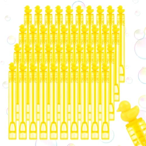 SULOLI 40 pcs Duck Bubble Wands Yellow Duck Mini Bubble Party Favors Wand Blowing Sticks Bulk for Kids Adults Summer Birthday Party Supplies