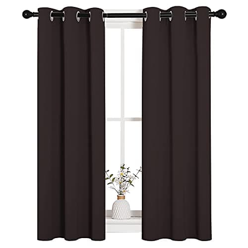NICETOWN Blackout Curtain Panels for Bedroom Window Triple Weave Microfiber Energy Saving Thermal Insulated Solid Grommet Blackout Draperies and Drapes 1 Pair 29 inch by 45 inch Toffee Brown