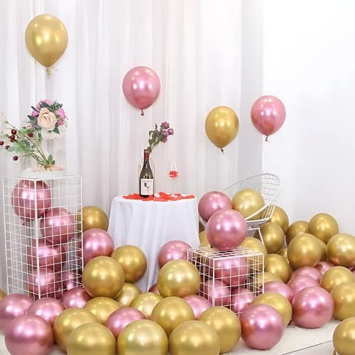 Flyloons 25 pcs Pink and Golden Chrome Balloons for Birthday decoration celebration Anniversary baby shower Girls Boys Men Women