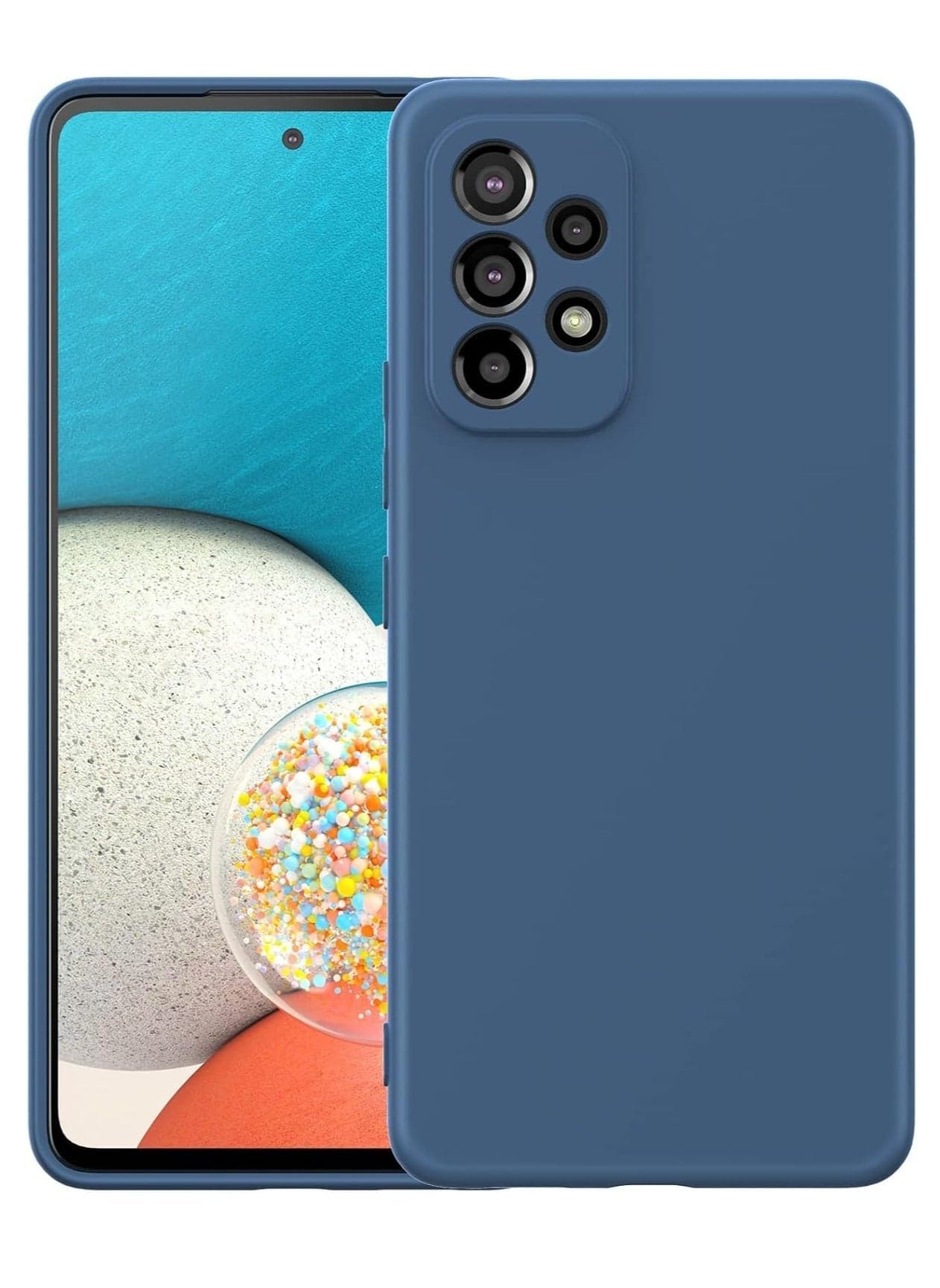 Galaxy A53 5G Liquid Silicone Gel Rubber Case – Blue, Soft Microfiber Lining with Shockproof Cushion Slim Hard Shell