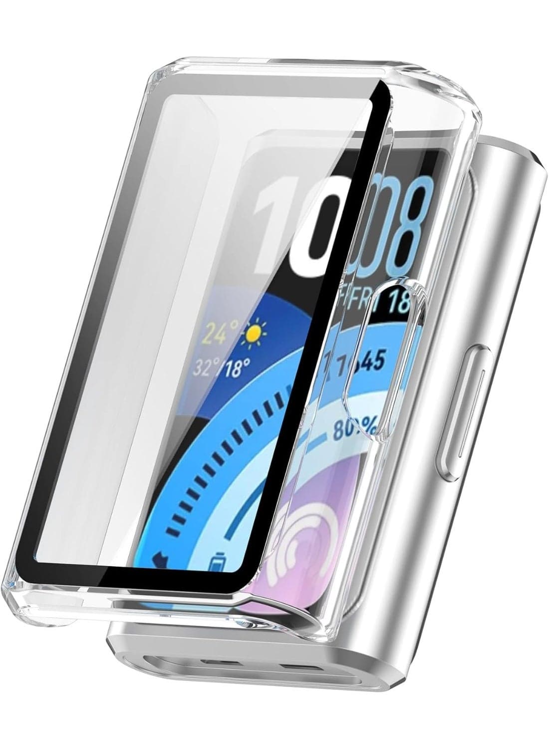 1Pcs Hard Case with Screen Protector for Huawei Band 11 Pro, HD Clear Built-in 9H Tempered Glass Screen Protector, Full Protection Slim Cover for Huawei Band 11 Pro NFC (Clear)