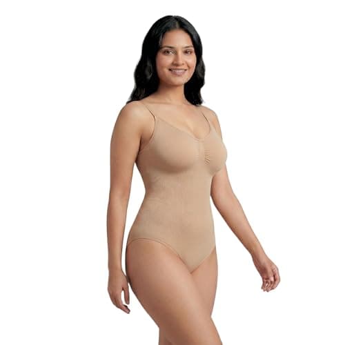 Kaththai Women's Shapewear Tummy Control Bodysuit Seamless Sculpting Shaper Tank Top Body Suit & Snatched Waist Body Shaper Suit Thong or Brief (Skin, S)
