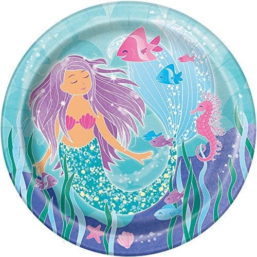 Enchanting Mermaid Paper Dinner Plates - 9" (Pack of 8) - Dazzling Design - Durable & Eco-Friendly Materials - Perfect for Kids' Ocean-Themed Party