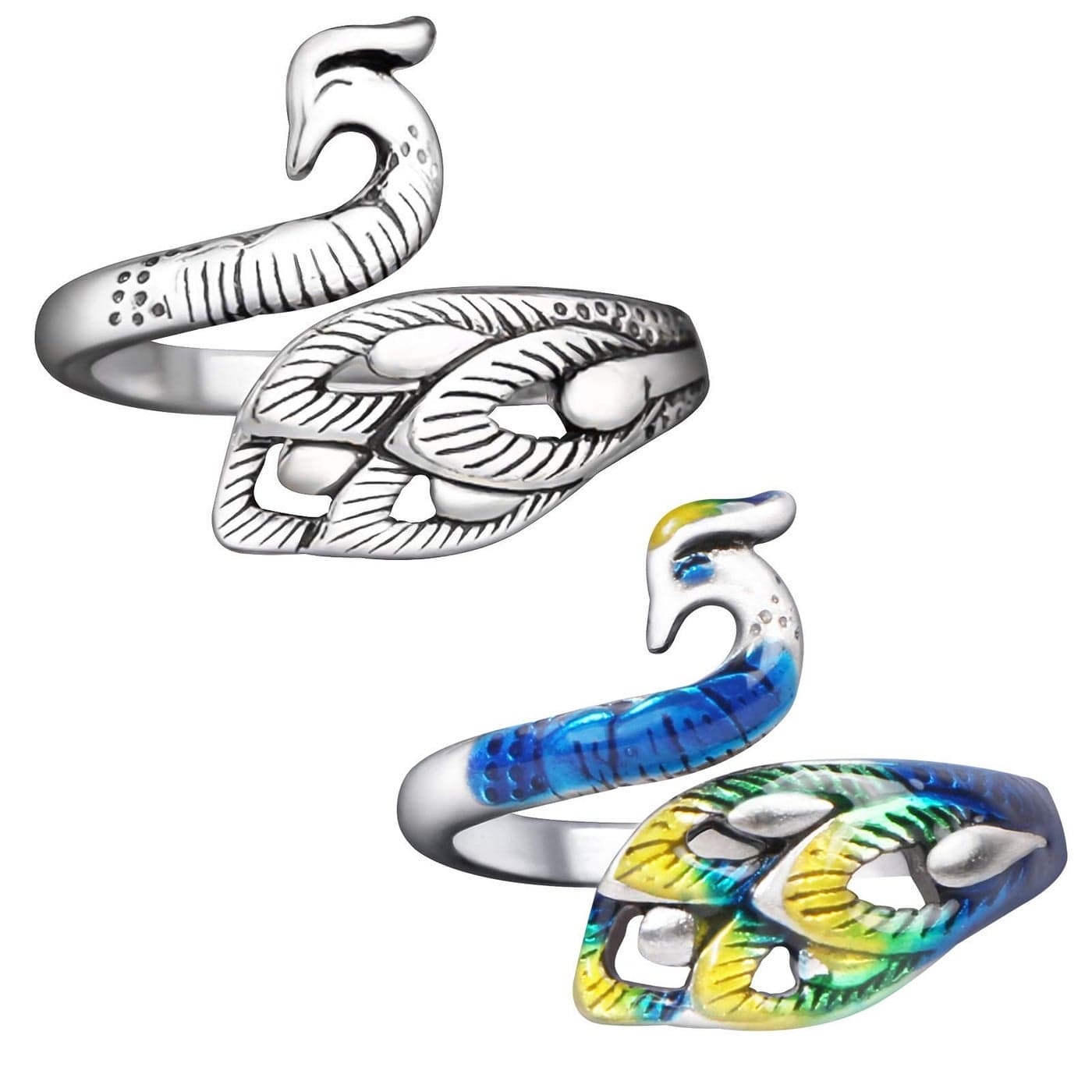 MIKIMIQI 2 Pack Adjustable Knitting Loop Crochet Loop Yarn Guide Finger Holder Ring Knitting Accessories Peacock Open Finger Ring Adjustable Braided Ring for Faster Knitting 2 Styles