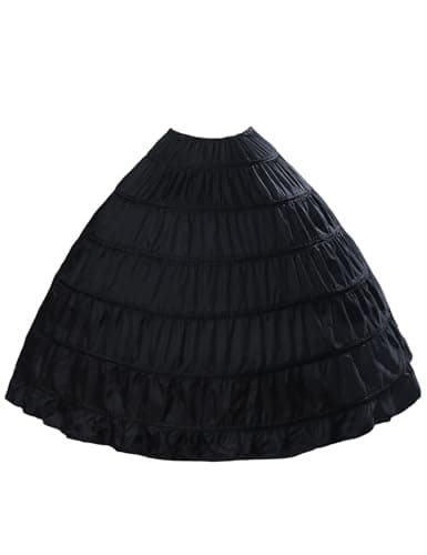 MISSYDRESS Full A-line 6 Hoops Floor-Length Bridal Dress Gown Slip Petticoat Black