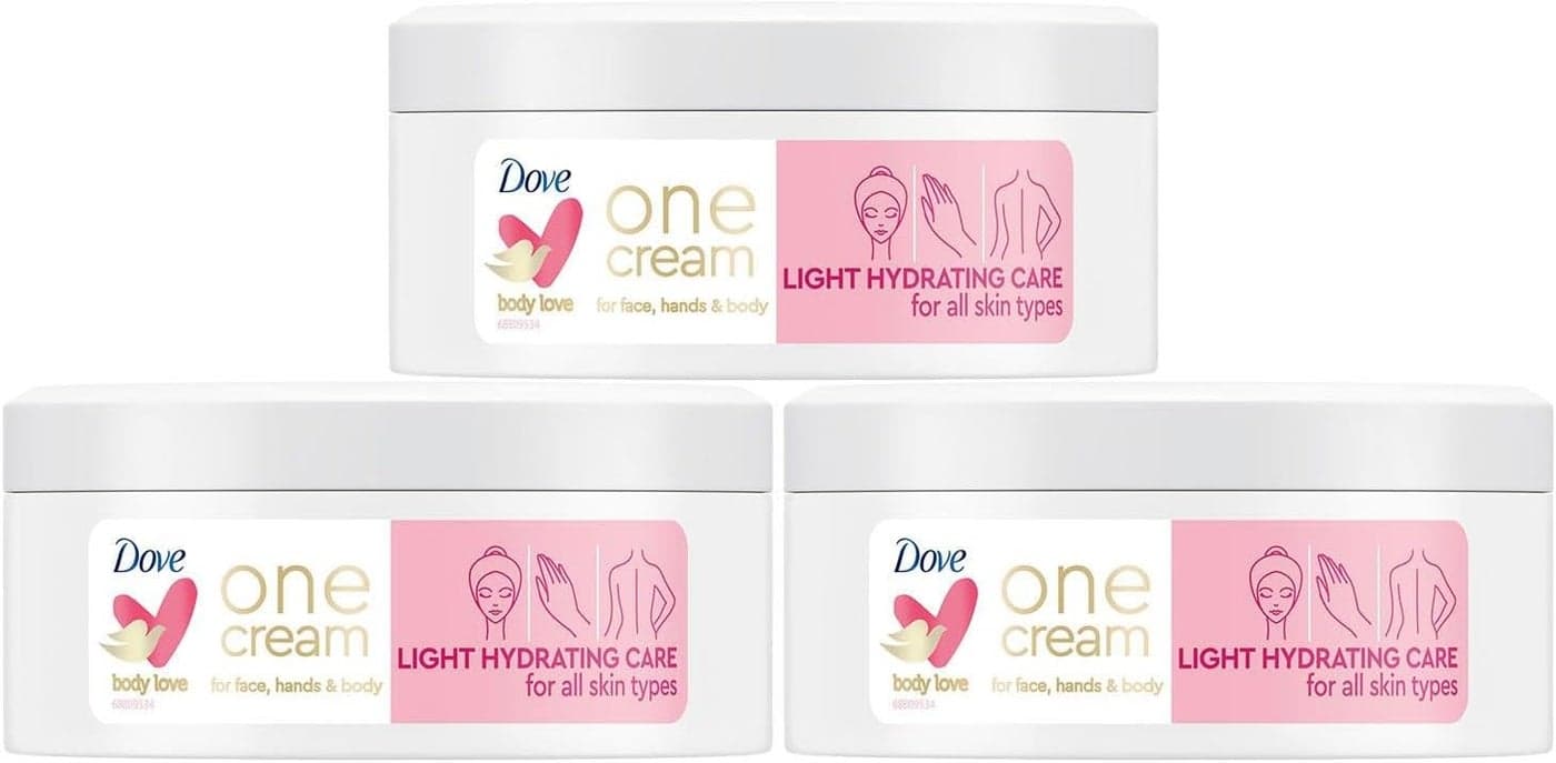 Dove Body Love Light Hydrating Care One Cream 24Hours Long Lasting Moisture for Face Hands Body Ceramide Restoring Serum Suitable for All Skin Types 250ml 3 Pack