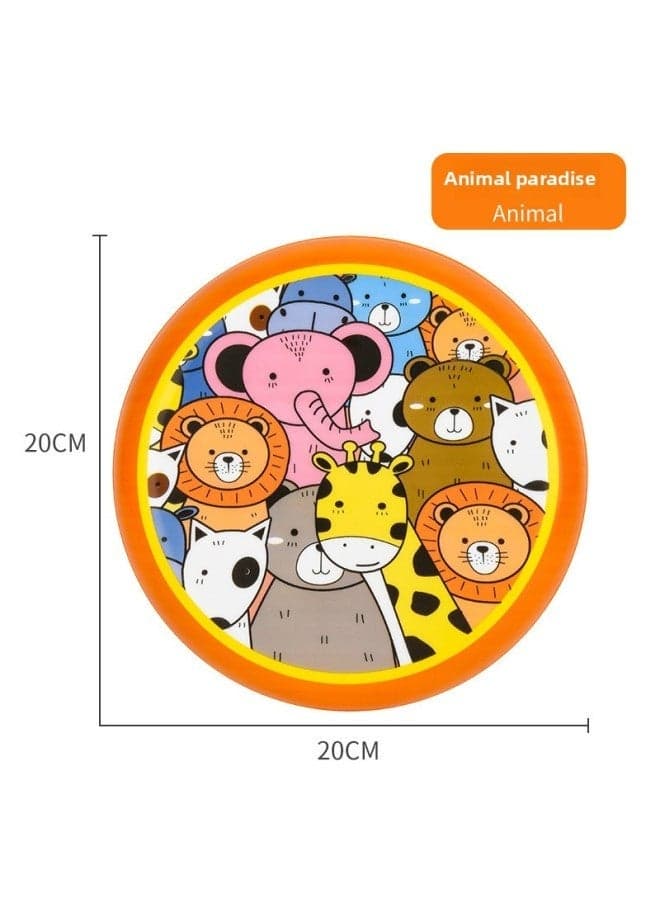 Soft Kids Frisbee for Safe Play - Parent-Child Flying Disc Toy for Kindergarten & Primary School, Boys & Girls Outdoor Sports, 20cm Animal Park Design, Safe Flying Saucer