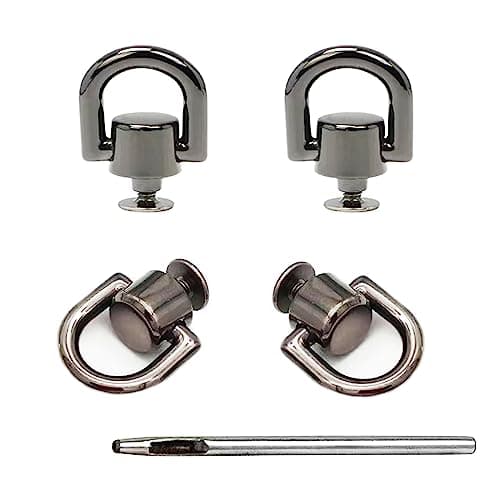 D Rings for Purse Strap Hardware 4 PCS Metal D Ring Rivets for Purse Leathercraft 360 Degree Rotatable Purse Handbag Hardware for Bag Making Dog Buckles Purse DIY HandcraftGun Black
