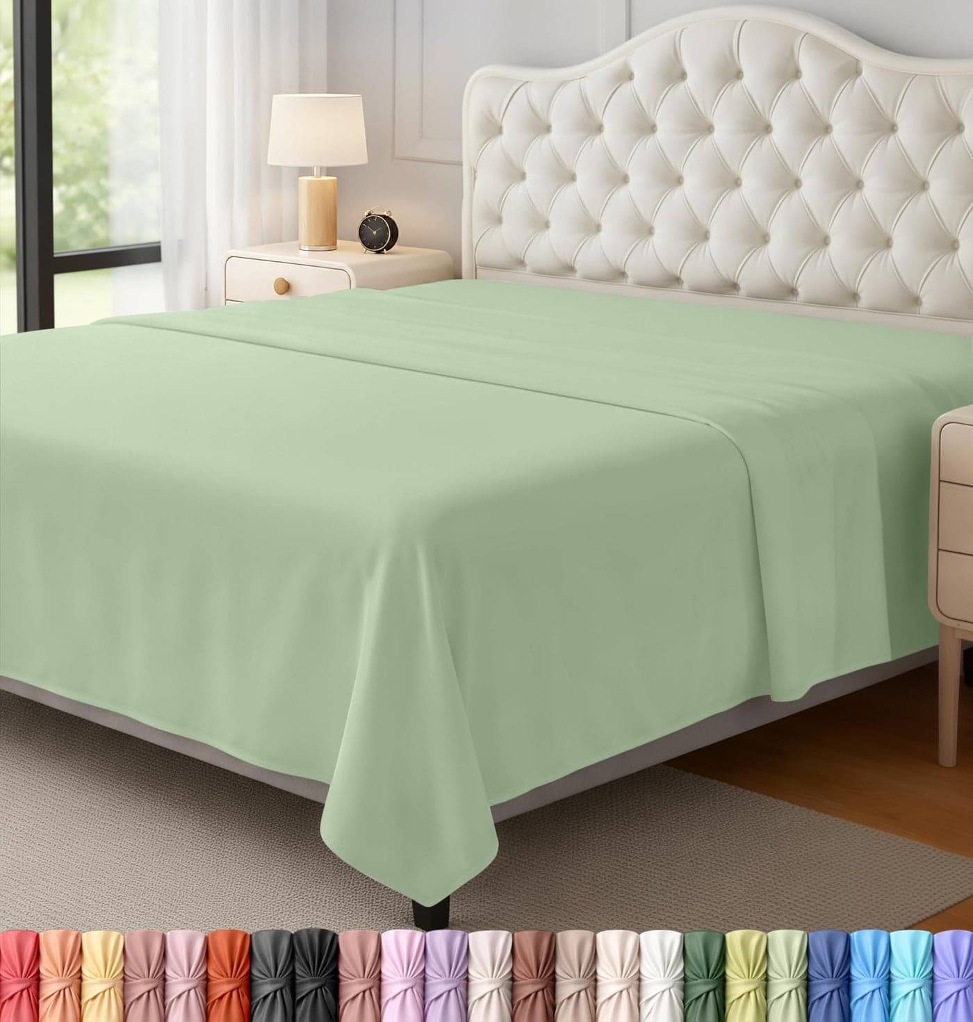 Utopia Bedding Flat Sheet - Soft Brushed Microfiber Fabric - Shrinkage & Fade Resistant Top Sheet - Easy Care - 1 Flat Sheet Only (King, Sage)