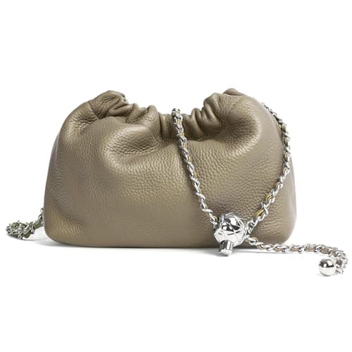Joryin Trendy Dumpling Women's Crossbody Bag - Evening Clutch Genuine Leather Hobo Cloud Purse, Nude
