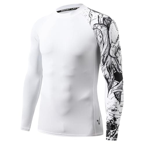 HUGE SPORTS Men's Long Sleeve Rash Guard UPF 50+ UV Sun Protection Tee Quick Dry Swimming Shirts