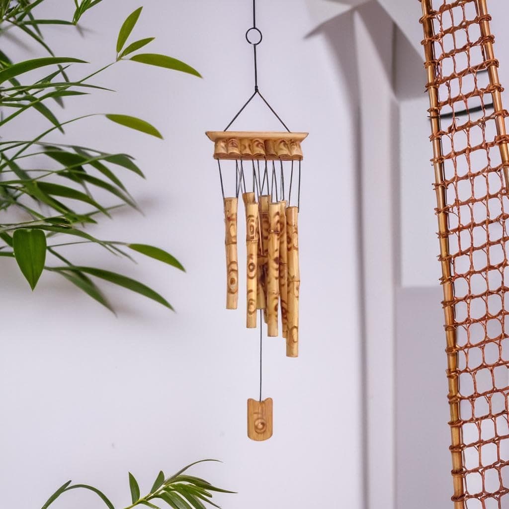 Plus Value Feng Shui Bamboo Wind Chimes for Positive Energy Home Balcony Garden Office Decor Peaceful Sound VastuFriendly 8 Pipes 315 Inch 80 CM