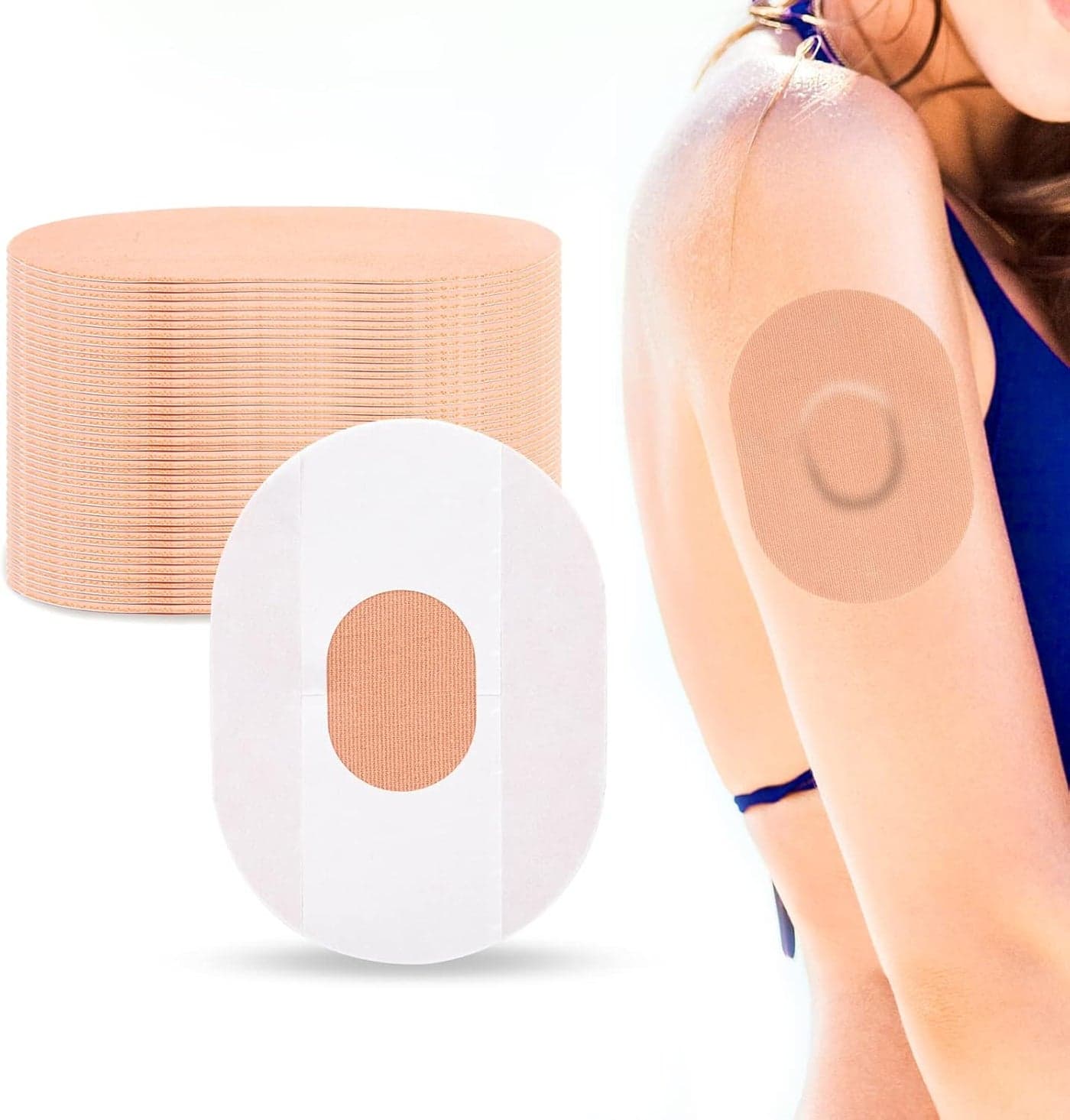 40pcs Dexcom G6 Adhesive Patches - 10-14 Days Long Stay Fixation Monitor Protection, Waterproof Overpatch CGM Stickers for G6,Easy to Use Pre-Cut Adhesive Tape by YOUSHARES (Big Size Tan)