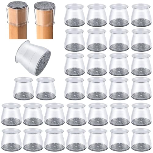 32 Pcs Chair Leg Protectors for Hardwood Floors, Silicone Felt Furniture Leg Cover Pad for Protecting Floors from Scratches and Noise, Smooth Moving, Large(Fit Round Diameter:1-5/16" to 2")