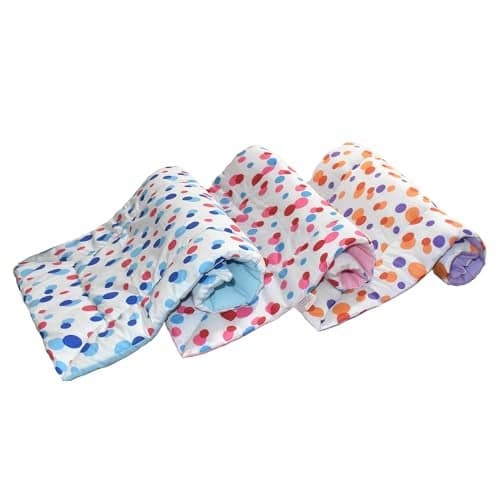 VParents Cotton Crib Sheet for New Born Baby, Soft Cotton Godadi Set for Baby, Godari Bedding Set of 3, Blue, Pink & Orange, Preemiee