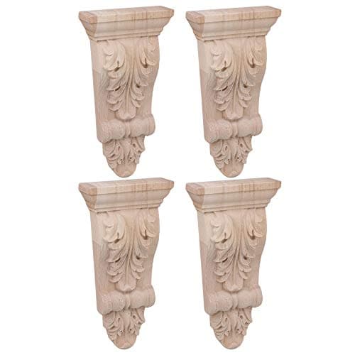 RDEXP 16x8x2.8cm European Style Wood Carved Onlay Appliqu Frame for Restaurant Decor Door Corner Cabinet Home Furniture Set of 4