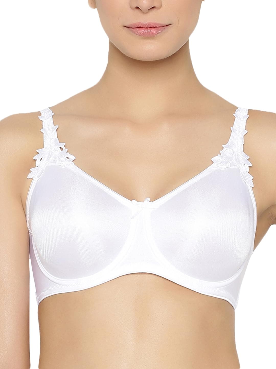 Triumph Minimizer Women Bra Wired Non Padded High Support Big Cup| Visual Bust Reduction Comfort Bra Floral Lace Full Coverage Shapewear Wide Straps & U-Back Support White 36E Pack of 1