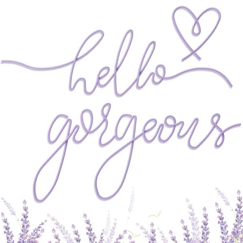 Hicarer Metal Hello Gorgeous Wall Art Minimalist Decor for Bedroom Bathroom Living Room Dressing Room Salon Office Home Decorations Easy to Install Wall Decor(Purple,Classic Style)
