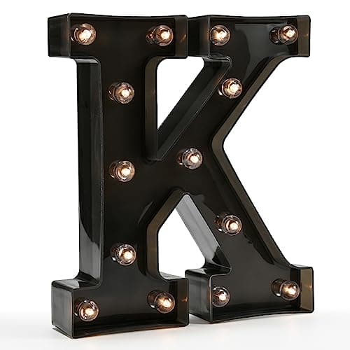 OYCBUZO Light Up Black Alphabet Marquee Letters Sign LED Marquee Number Lights Sign for Night Light Home Bar Christmas Lamp Birthday Party Wedding Decoration K