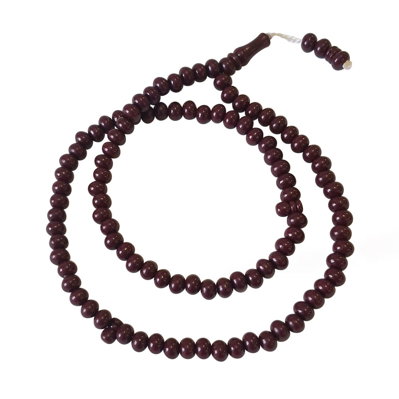 Islamic SUBHA Beads MediumSize Maroon Hard Monomer 7x8mm 26inch Simple Muslim 99bd Tasbheeh Sibha Misbaha for Dhikr and Prayer Necklace