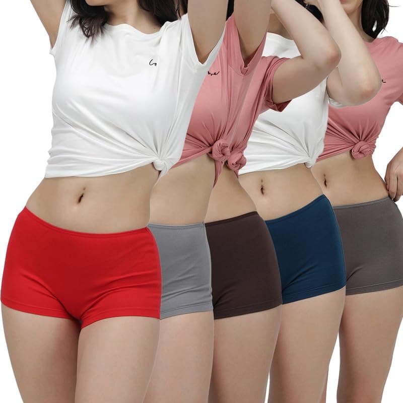 Amul Comfy Pack of 5 Multicolor Women Boy Shorts.