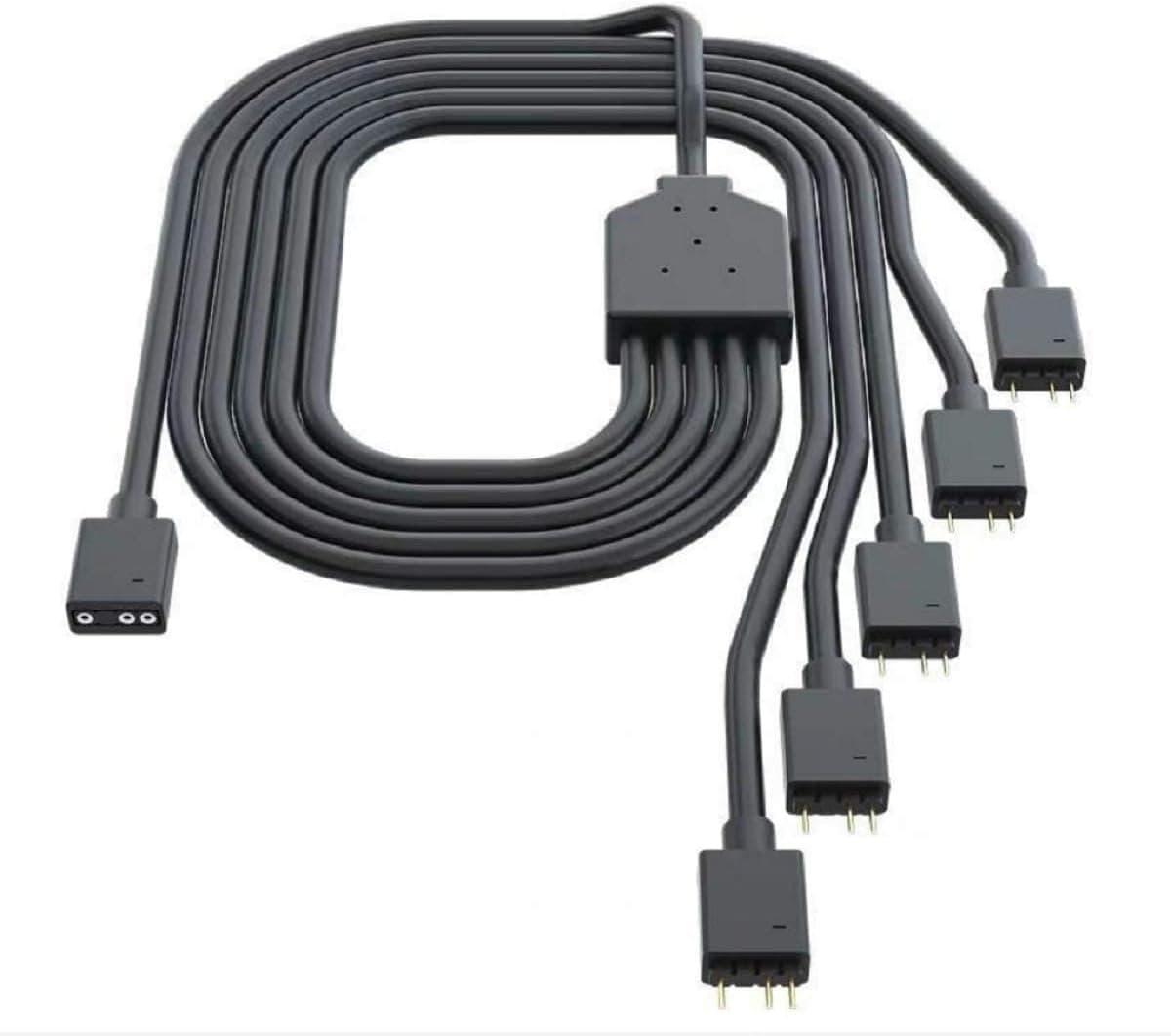 1-to-5 ARGB Splitter Cable, ARGB Cable, 5V 3 Pin Addressable RGB Extension Cable ARGB LED Sync Cable for MasterFan/MasterLiquid ARGB Series Support, 1.6ft/50cm (1 Pack)