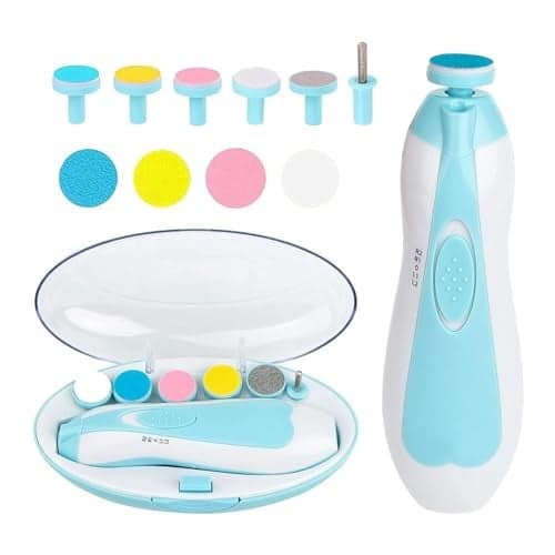 VIVATRA Baby Nail Trimmer Electric 6 in 1 Baby Nail File Clippers for Toes & Fingers, Safe Nail Filer Grinder Manicure Kit Kids 6 Replacement Tools with Led Light Trim and Polish - Assorted Color