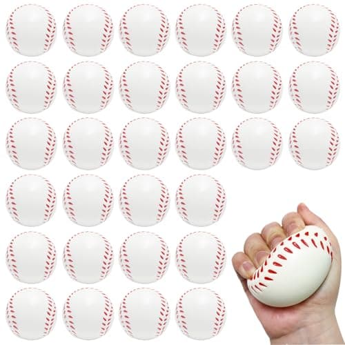 Whkvnng 30PCS Large 25Inch Baseball Stress BallStress Relief BallsSqueeze Sports BallSqueeze Foam Balls for Themed Baseball Stress Anxiety Relief for Kids Children PlayingParty Gifts