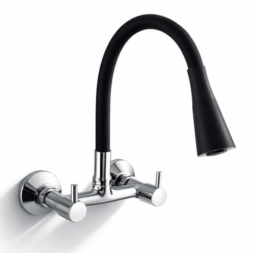 10x Brass Sink Mixer Tap for Kitchen BTl-9876 Tap with Flexible Silicone Spout | Hot & Cold Water Control | Chrome Plated | Heavy Brass Cartridge | Dual Lever Design