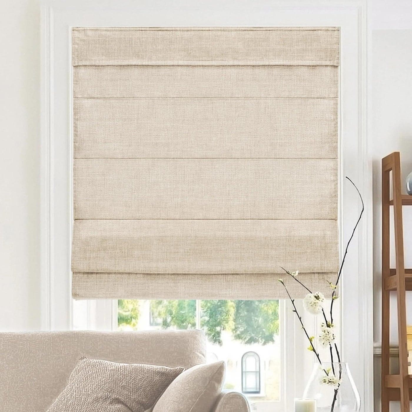 CHICOLOGY Roman Shades for Windows Window Treatments Roman Shades Roman Window Shades Room Darkening Shades Window Shades 34 W X 48 H Belgian Flax Privacy Light Filtering